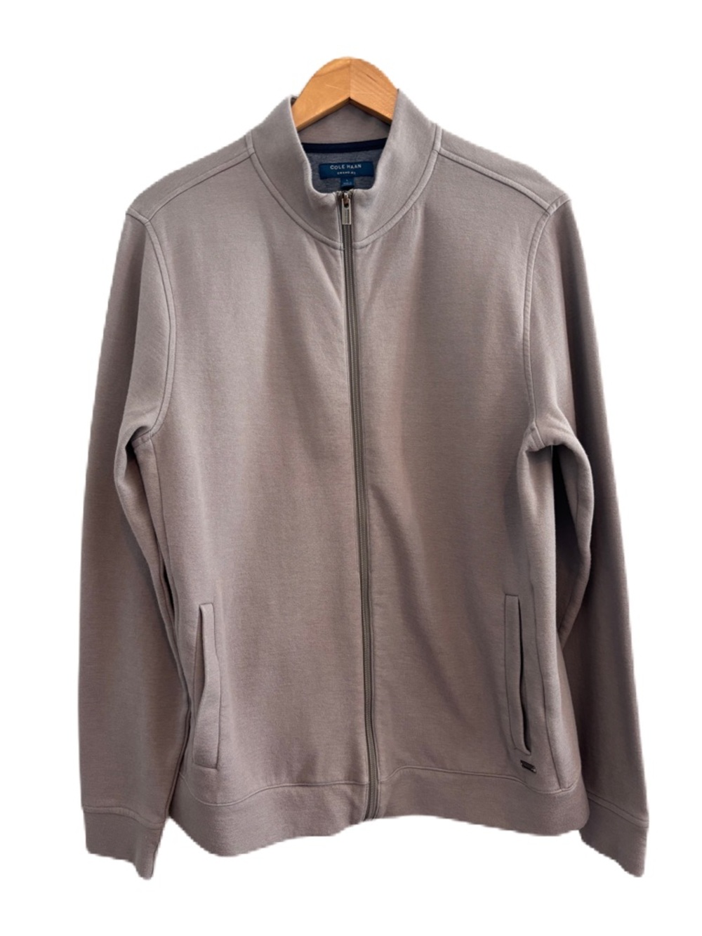 Cole Haan Grand. OS Men's Taupe Full-Zip Knit Jacket Size L